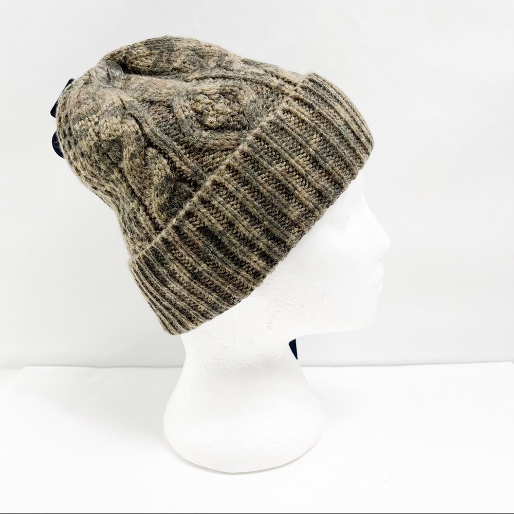 Polo Ralph Lauren OLIVE CAMOUFLAGE CABLE Knit Cap Beanie Hat - Picture 8 of 11